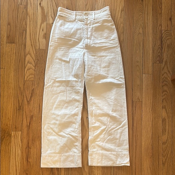 Apiece Apart sz 0 Merida wide leg high waist cotton pants ivory great condition - Picture 1 of 8